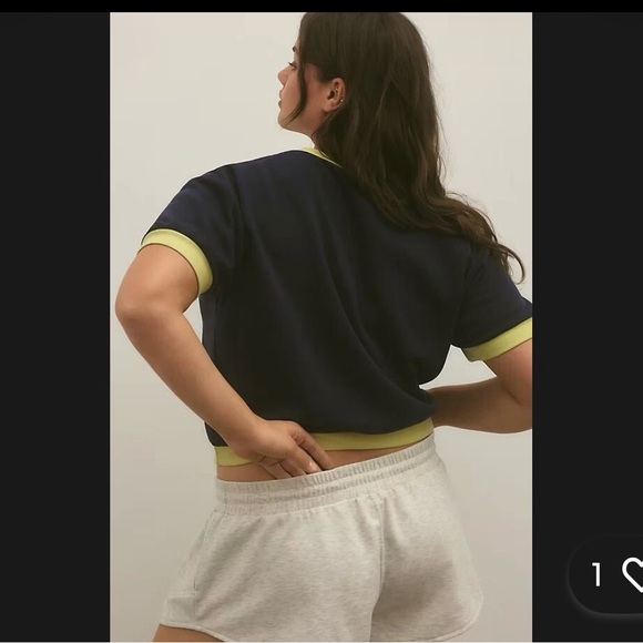 Anthropologie Navy and Yellow Crop Top - Picture 4 of 5